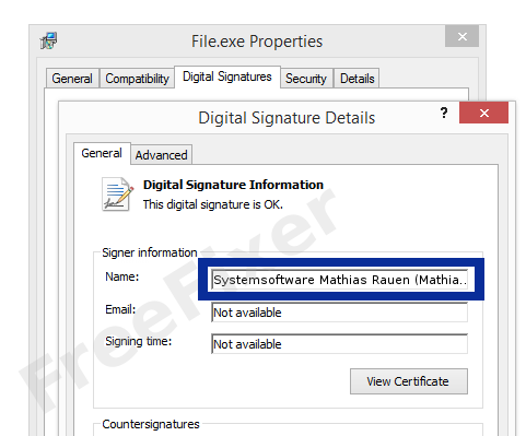 Screenshot of the Systemsoftware Mathias Rauen (Mathias Rauen) certificate